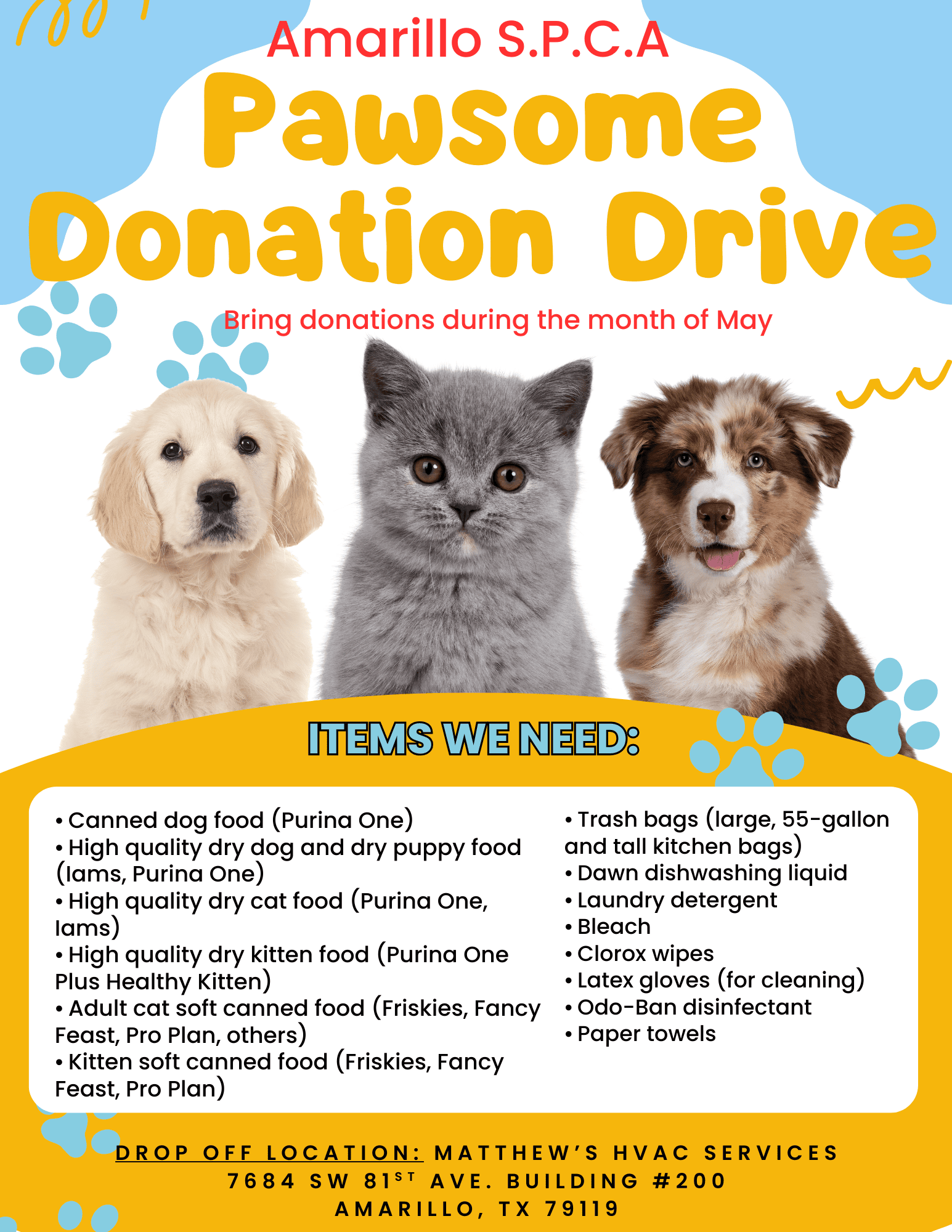 A.S.P.C.A Donation Drive May