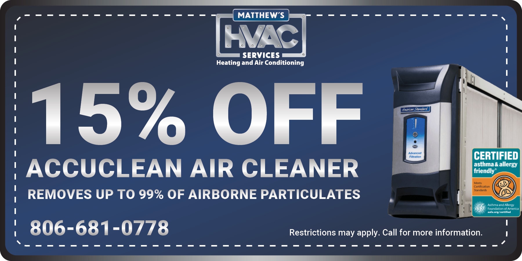 15% off Accuclean Air Cleaner